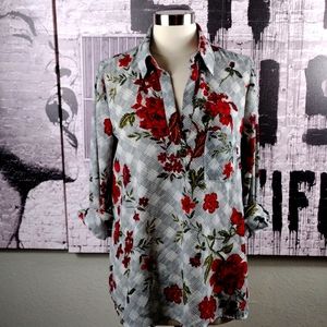 Pleione Floral Pullover Blouse EUC